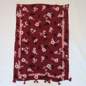 Kate Spade Floral Red Scarf with Tassels